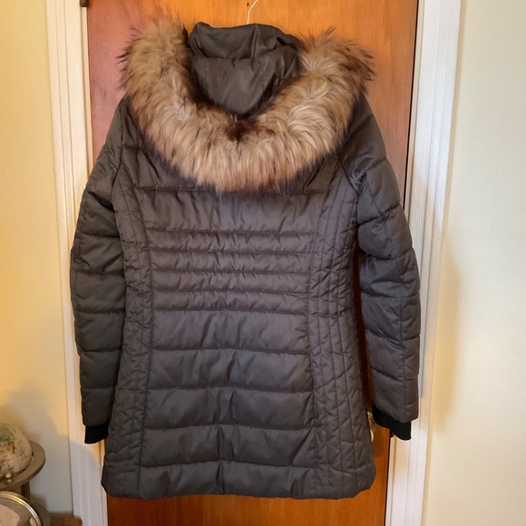Halifax HFX Women’s Gray Puffer Coat Removable Hood with Faux Fur Sz M - Picture 5 of 13